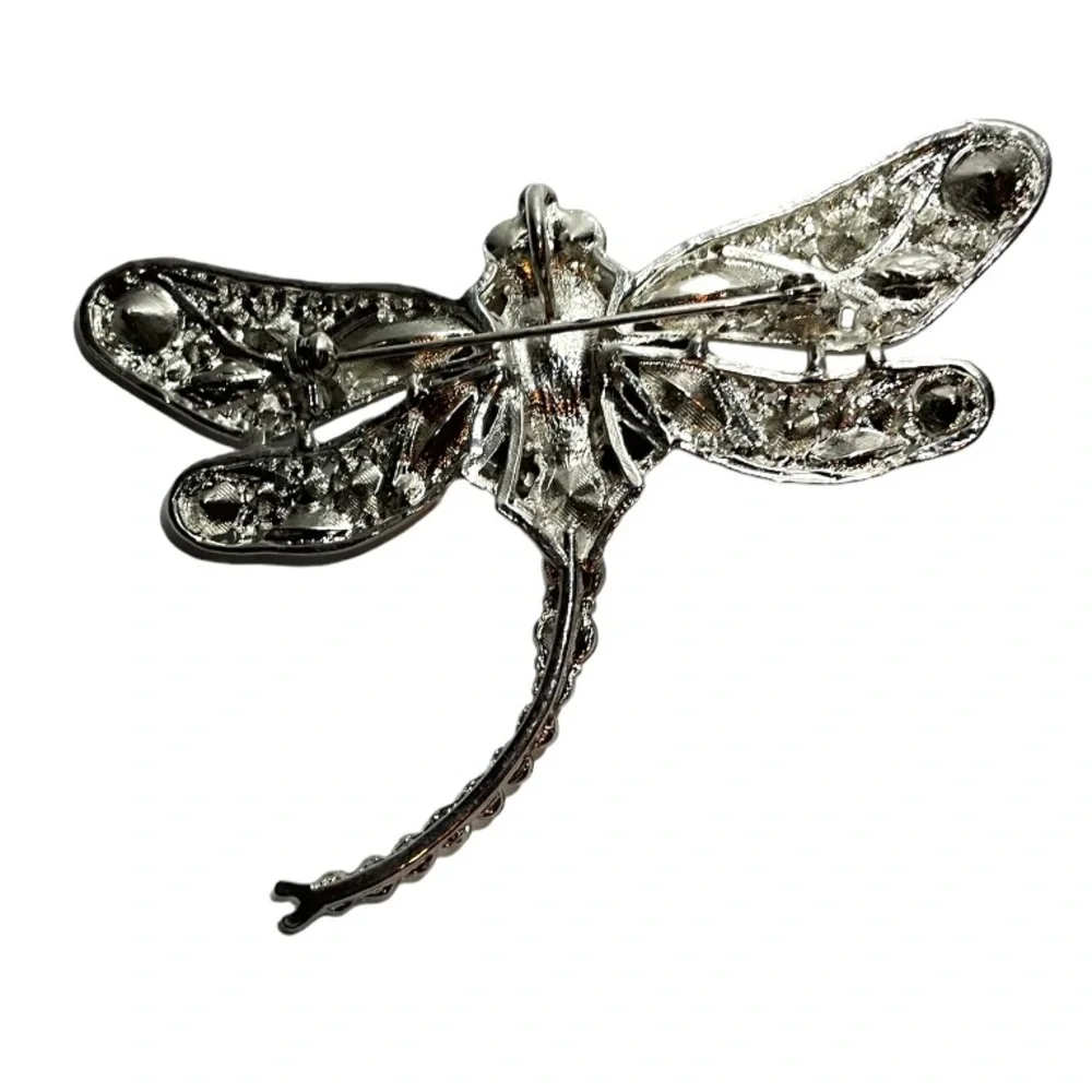 Dragonfly & Eye of Protection Brooch Pendant Handmade Glass Iris & Rhinestones